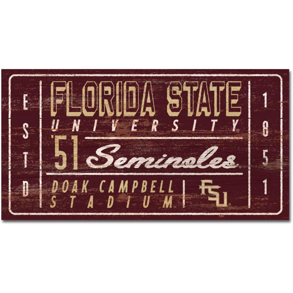 FSU FSU 11" X 20" Ticket Wood Plank Sign Alumni Hall