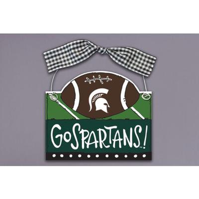 Michigan State Magnolia Lane Wooden Football Ornament