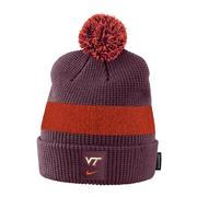  Virginia Tech Youth Nike Waffle Knit Pom Cuff Beanie