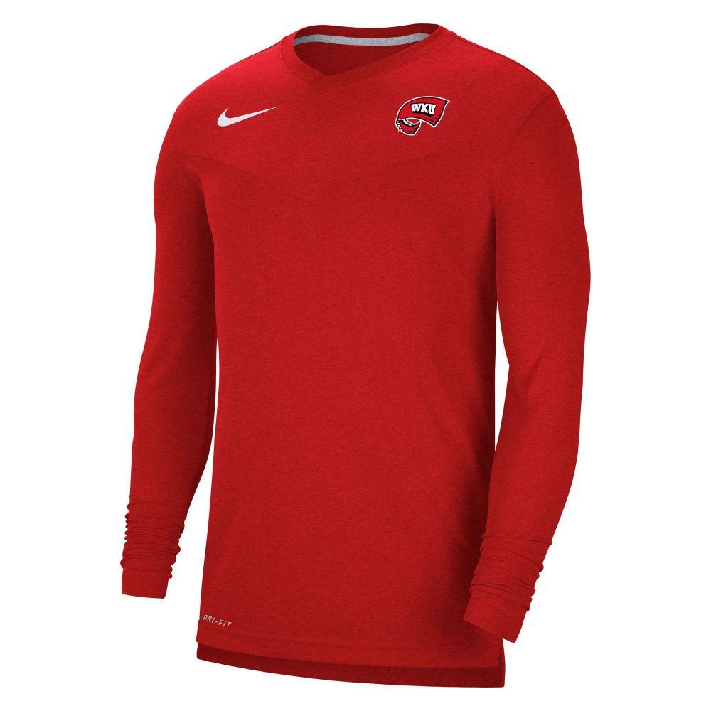 WKU, Western Kentucky Nike Men's Dri-Fit UV Coaches Long Sleeve Tee