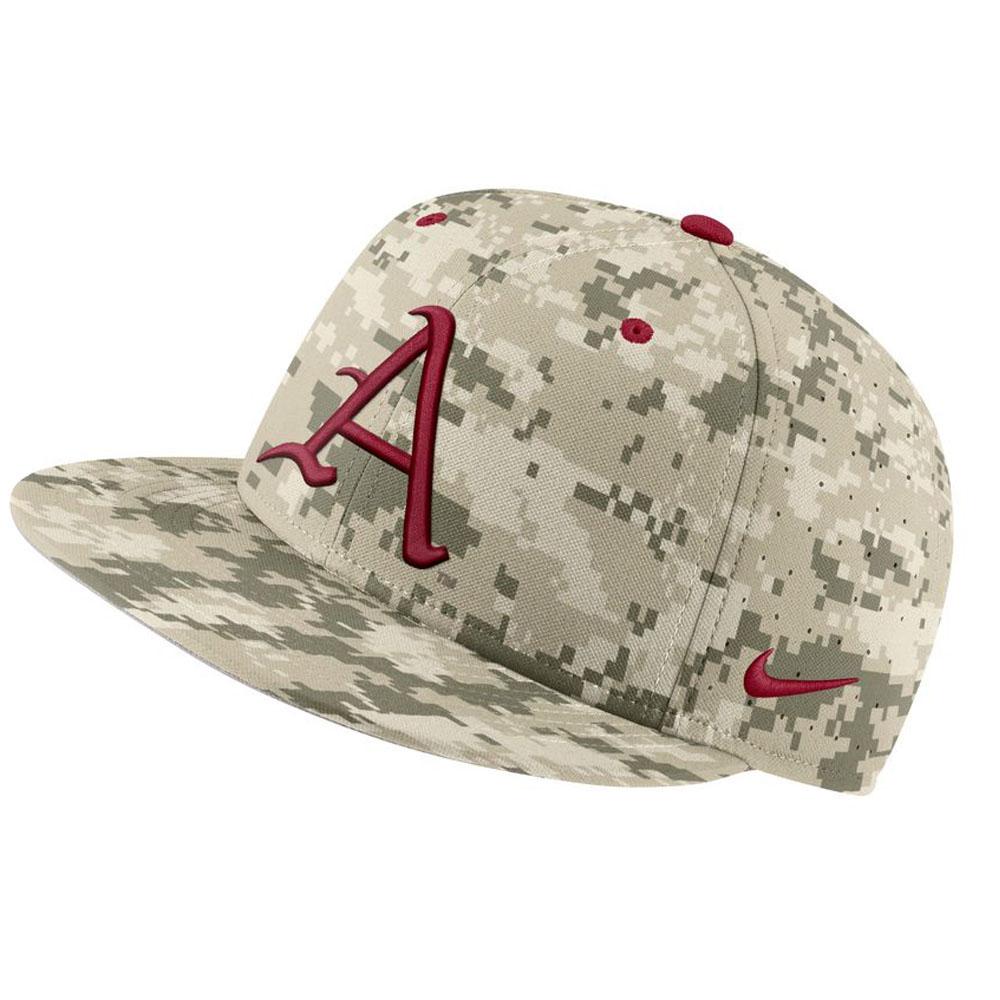 Razorbacks, Arkansas Nike Aerobill Camo Baseball Fitted Hat