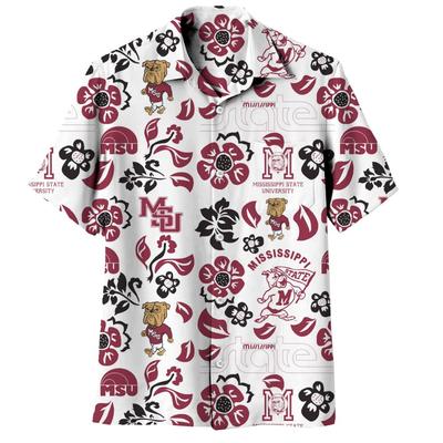 Mississippi State Wes and Willy Vault Men's Floral Button Up Shirt