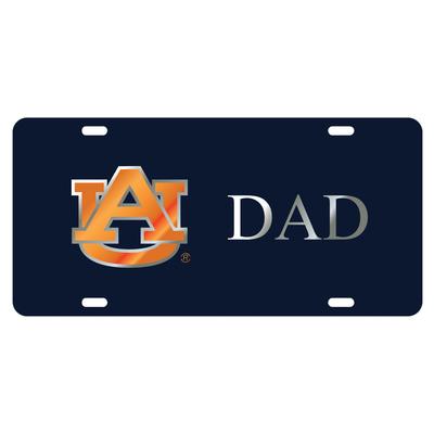 Auburn License Plate Navy/Silver AU Dad
