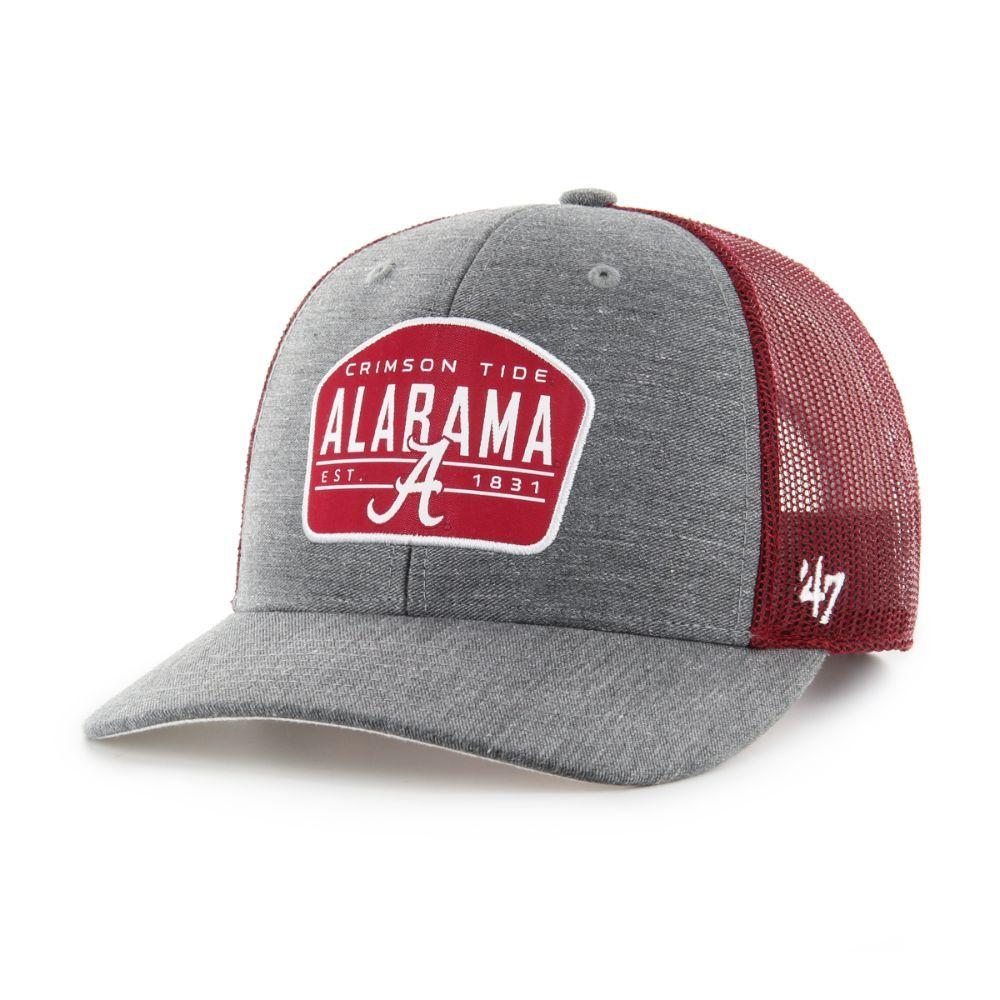 Bama | Alabama 47' Brand Slate Woven Label Trucker Hat | Alumni Hall