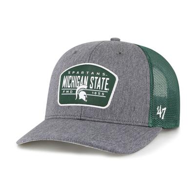 Michigan State 47' Brand Slate Woven Label Trucker Hat