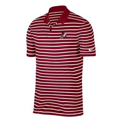 Arkansas Nike Golf Vault Leaning Hog Victory Stripe Polo CRIMSON