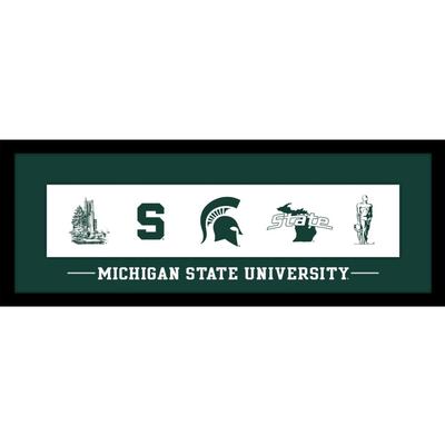 Michigan State 24 x 9 Logos On Glass Print