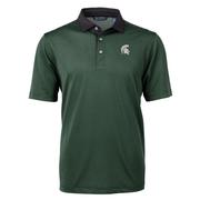  Michigan State Cutter & Buck Eco Pique Micro Stripe Polo