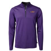  Lsu Cutter & Buck Eco Pique Micro Stripe 1/2 Zip