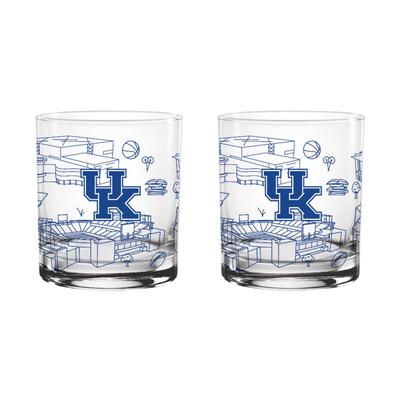 State of Kentucky Barware Wildcat Glass Etching University 