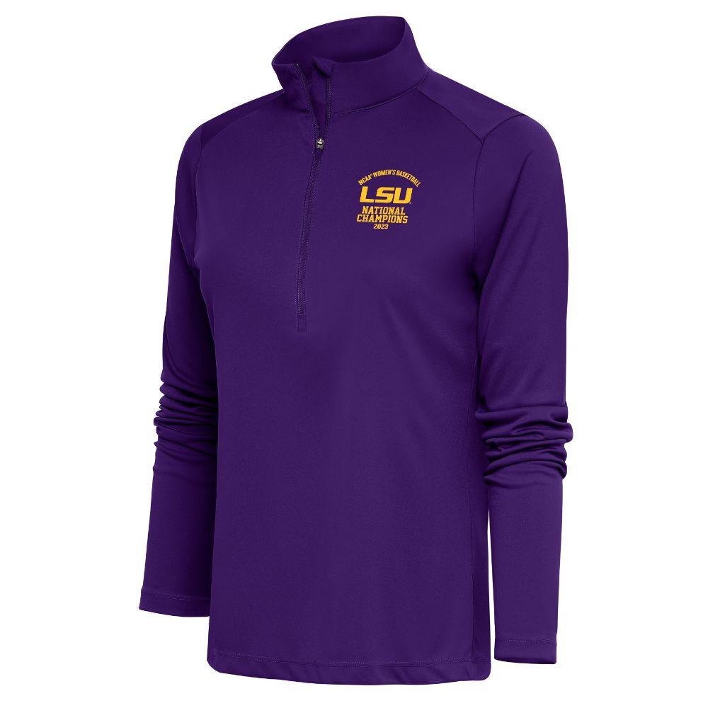 LSU Antigua 2023 Women's National Champs Tribute 1/4 Zip Pullover