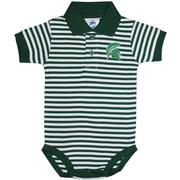  Michigan State Infant Striped Polo Spartan Helmet Logo Bodysuit