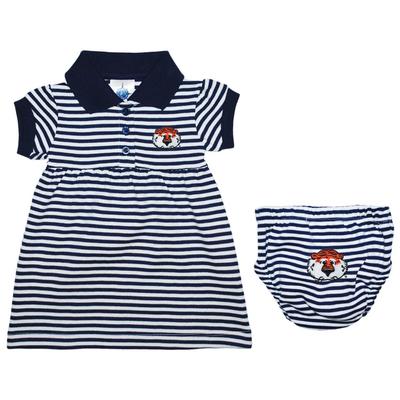 Auburn Infant Striped Gameday Dress With Bloomer