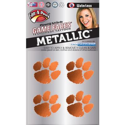 Clemson Metallic Waterless Face Tattoos