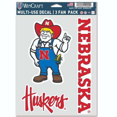 Nebraska New Herbie Logo Decal 3-Pack