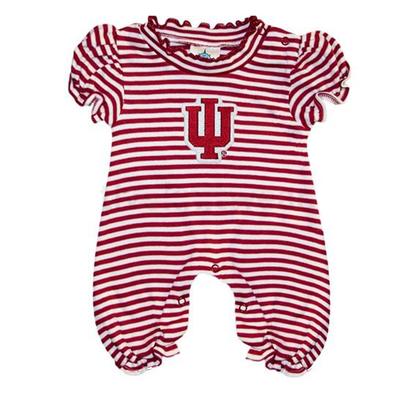 Indiana Infant Striped Puff Sleeve Romper