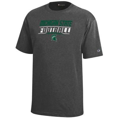 Michigan State Champion YOUTH Wordmark Over Football Laces Tee