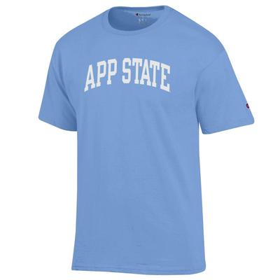 App State Champion Women's White Arch Tee LT_BLUE