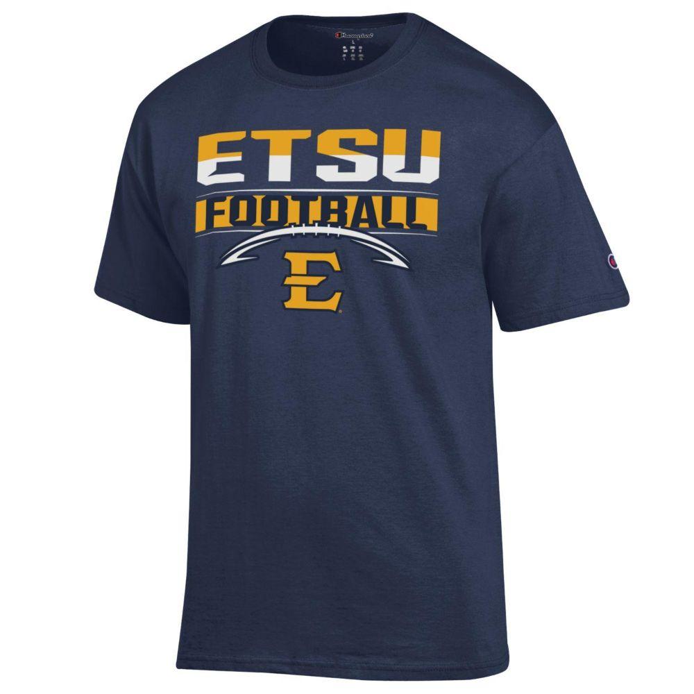 Bucs | ETSU Champion Split Color Over Football Tee | Alumni Hall