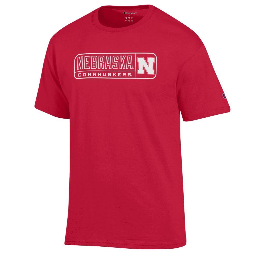 Huskers | Nebraska Champion Wordmark Logo in Pill Tee | Alumni Hall