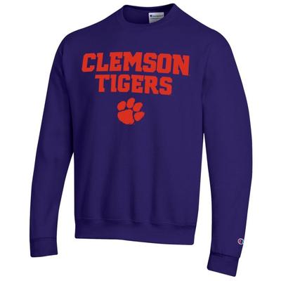 Clemson Champion Straight Stack Crew C_PURPLE