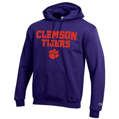 Clemson Champion Straight Stack Hoodie C_PURPLE