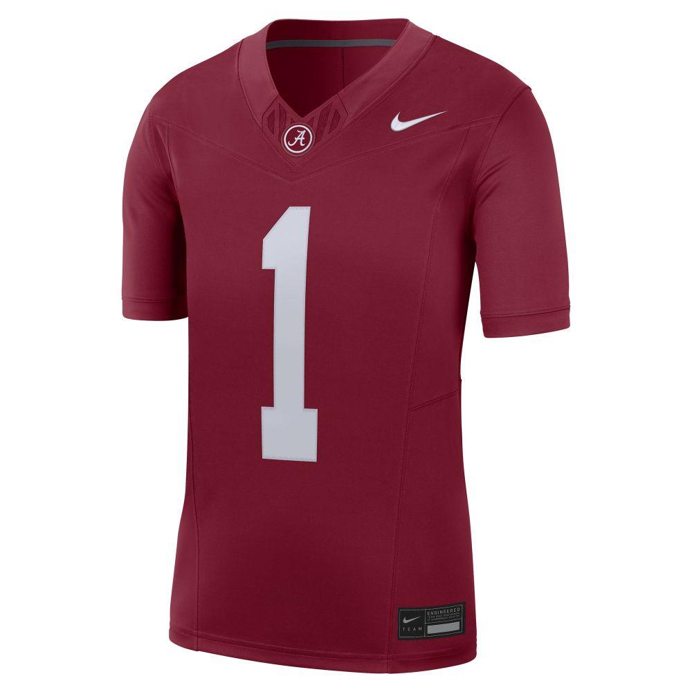 Men's Nike #1 Crimson Alabama Crimson Tide Replica Jersey