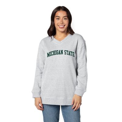 Michigan State Spartans Womens Grey Cinch Bottom Crew Sweatshirt