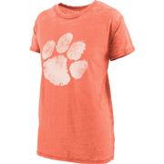  Clemson Pressbox Distressed Logo Vintage Wash Bf Tee