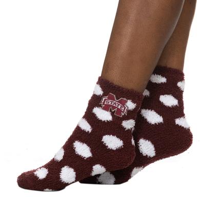Mississippi State Polka Dot Fuzzy Socks