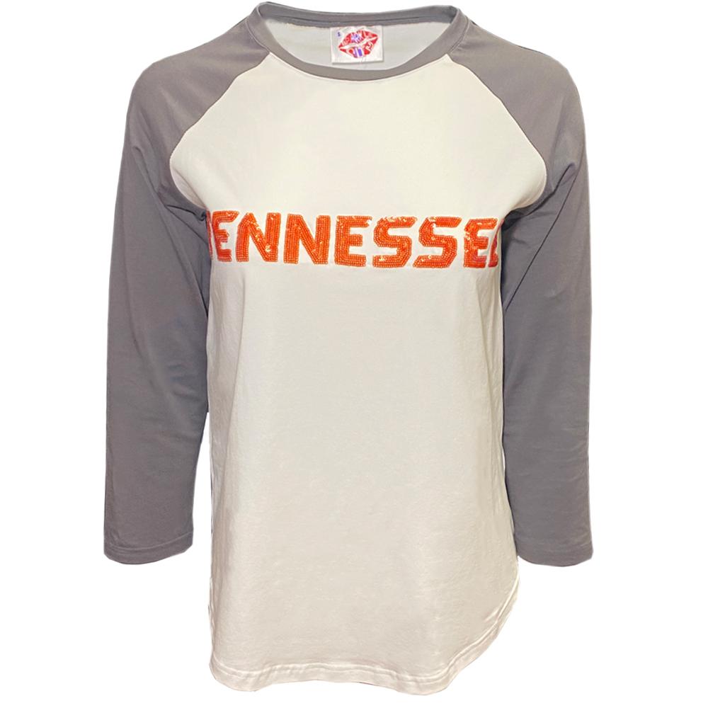 Tennessee Sequin Logo Button Front Baseball Jersey - White