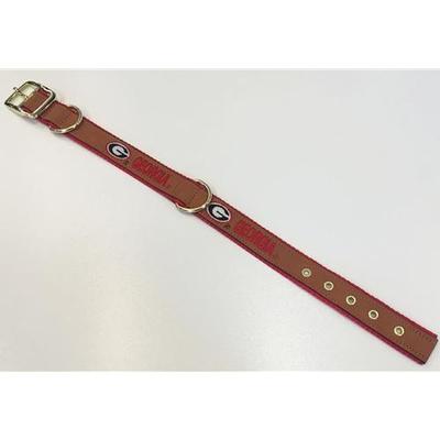 Georgia Zep-Pro Leather Embroidered Dog Collar