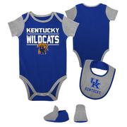  Kentucky Infant Home Field Creeper, Bib, Bootie Set