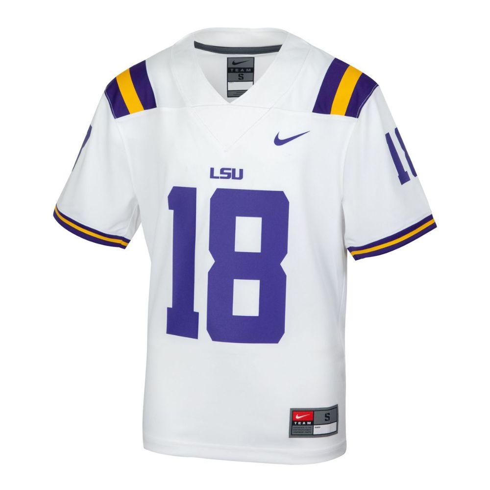 Nike Youth Replica LSU Tigers Joe Burrow #9 White Jersey