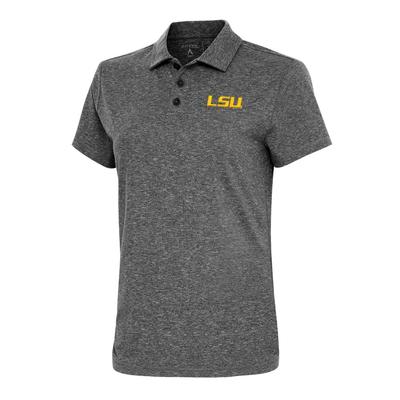 LSU Antigua Women's Motivated Brushed Jersey Polo BLACK_HTHR