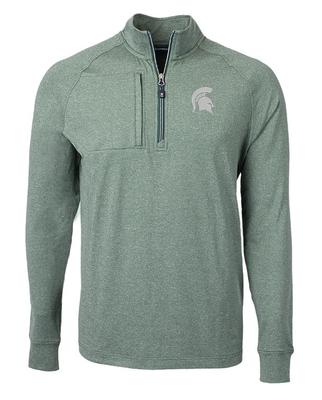 Michigan State Cutter & Buck Men's Adapt Eco Knit Heather 1/4 Zip Pullover