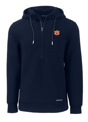 Auburn Cutter & Buck Men's Roam Eco Half Zip Pullover Hoodie