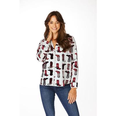 Alabama Stewart Simmons Boots Button Up Long Sleeve Blouse