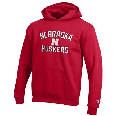 Nebraska Champion YOUTH Stacked Logo Hoodie