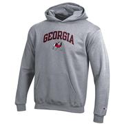  Georgia Champion Youth Wordmark Over Logo Hoodie