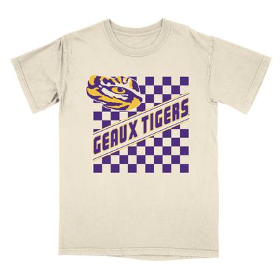 LSU B-Unlimited Checkered Comfort Colors Tee