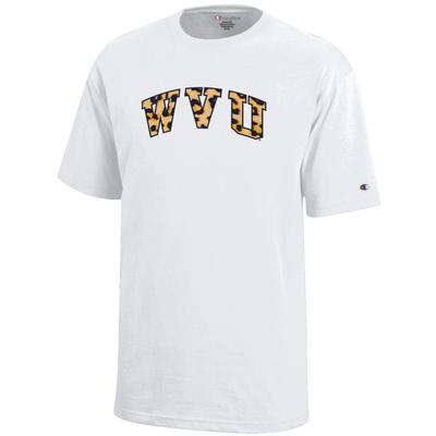 West Virginia Champion YOUTH Leopard Print Arch Tee