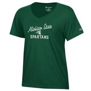  Michigan State Champion Women's Core Slant Script V- Neck