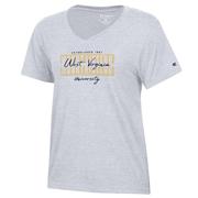  West Virginia Champion Women's Core Script Bars V- Neck