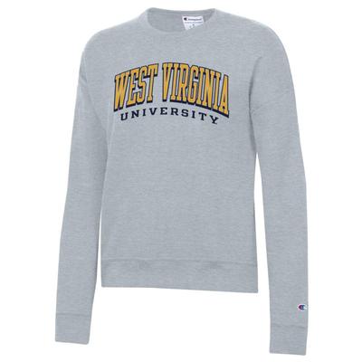 West Virginia Champion Women's Shadow Arch Power Blend Crew HEATHER_GREY