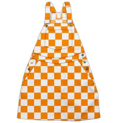 Vive La Fete Infant Orange and White Overall Bib Checkerboard Dress