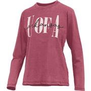  Arkansas Pressbox Coral Vintage Wash Long Sleeve Tee