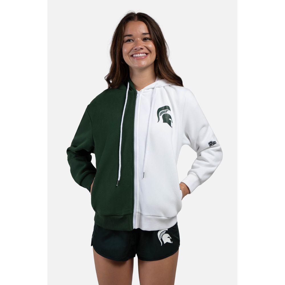 Spartans  Michigan State Hype And Vice Color Block Zip Up Hoodie