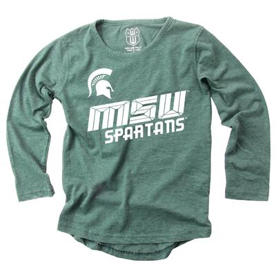 Michigan State Wes and Willy YOUTH High-Lo Burn Out Tee