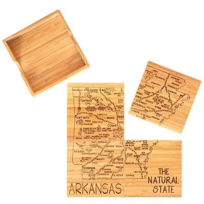 Arkansas 4-Piece State Bamboo Coaster Set
